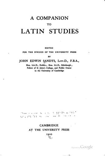 A companion to Latin studies