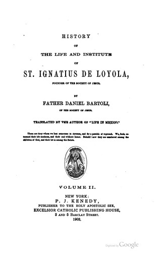 Della vita e dell'istituto di S. Ignatio.