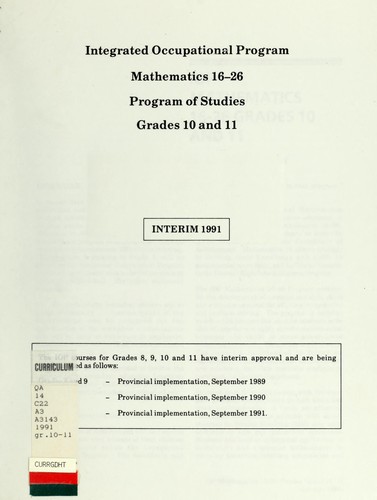 Integrated Occupational Program, Mathematics 16-26