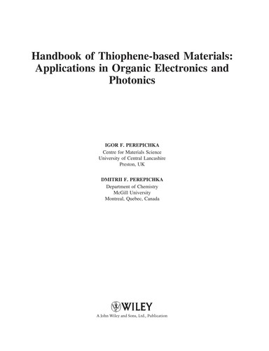 Handbook of thiophene-based materials