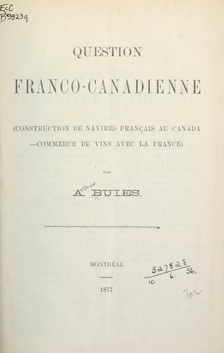 Question franco-canadienne by Arthur Buies cover
