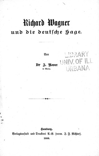 Richard Wagner und die deutsche Sage by Jakob Nover cover