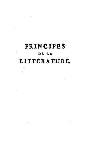 Principes de la littérature by Charles Batteux cover