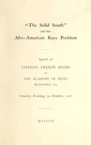 The solid South and the Afro-American race problem
