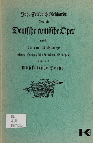 Über die deutsche comische Oper by Johann Friedrich Reichardt cover