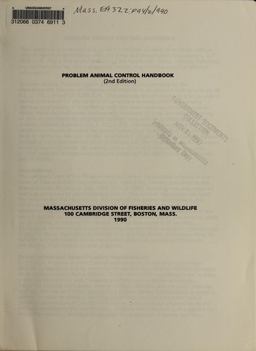 Problem animal control handbook by Massachusetts. Division of Fisheries and Wildlife cover