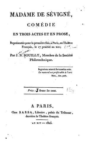 Madame de Sévigné by Jean Nicolas Bouilly cover