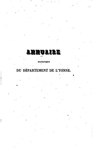 Annuaire historique du departement de l'Yonne by Yonne (France) cover