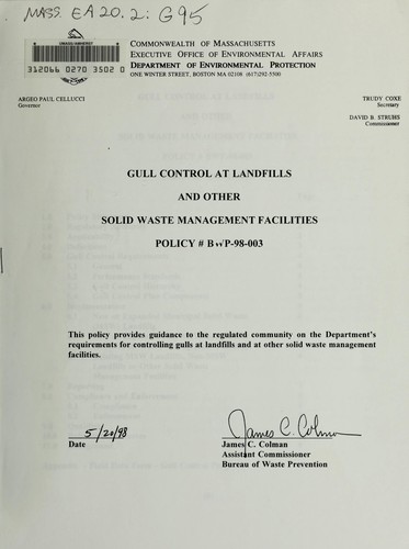 Gull control at landfills and other solid waste management facilities