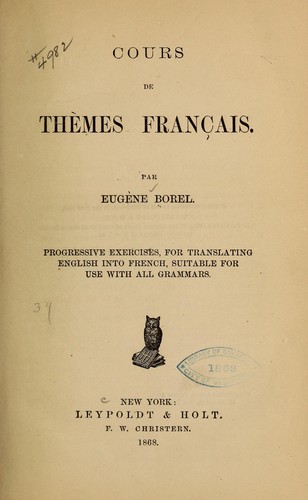 Cours de thèmes français by Eugène Borel cover