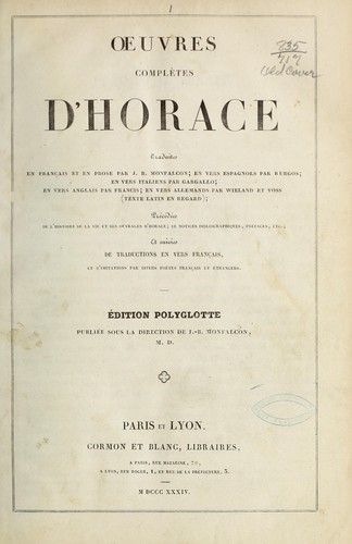 Oeuvres complètes d'Horace... by Bunzō Torigoe cover