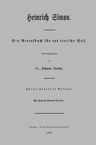 Heinrich Simon by Johann Jacoby cover