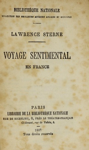 Voyage sentimental en France by Laurence Sterne cover