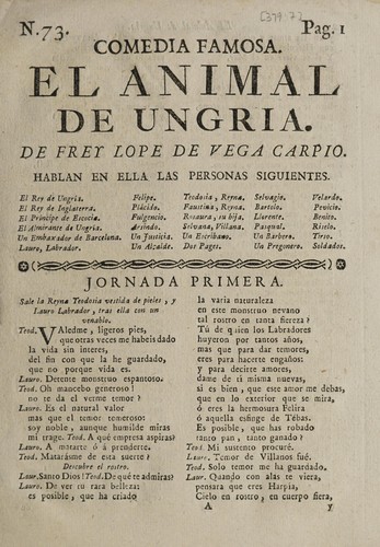 Comedia famosa, El animal de Ungria