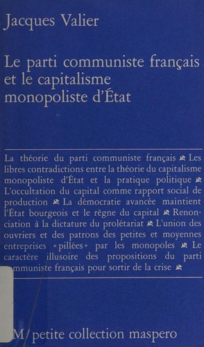 Le Parti communiste français et le capitalisme monopoliste d'État by Jacques Valier cover