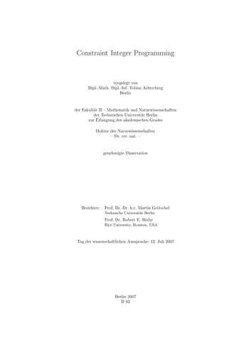 Constraint integer programming