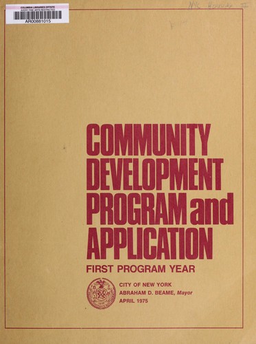 Community development program and application by New York (N.Y.). Mayor cover