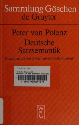 Deutsche Satzsemantik by Peter von Polenz cover