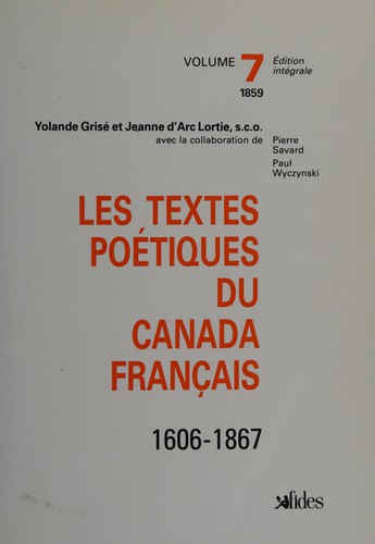 Les textes poétiques du Canada français by GRISE,YOLANDE cover