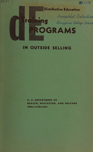 Distributive education training programs in outside selling by United States. Division of Vocational Education cover