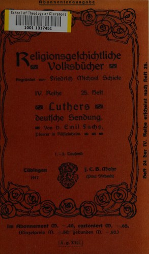 Luthers deutsche Sendung by Fuchs, Emil cover