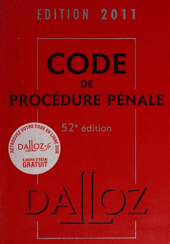 Code de procédure pénale by France cover