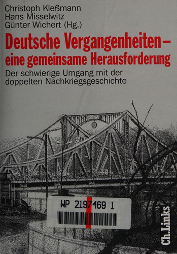 Deutsche Vergangenheiten by Christoph Klessmann, Hans-J Misselwitz cover