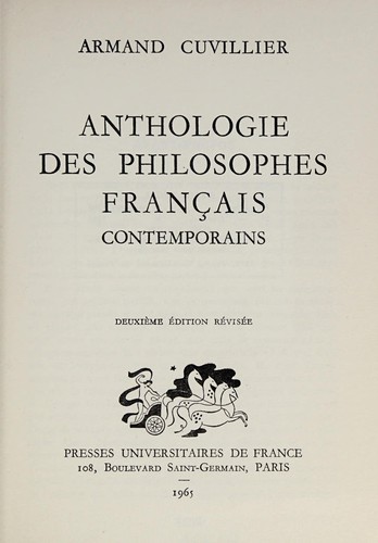 Anthologie des philosophes français contemporains by Armand Cuvillier cover