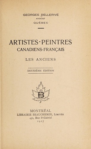 Artistes-peintres canadiens-français by Georges Bellerive cover
