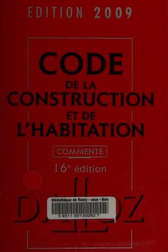 Code de la construction et de l'habitation by France cover