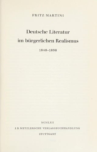 Deutsche Literatur im bürgerlichen Realismus by Fritz Martini cover