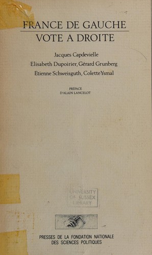 France de gauche, vote à droite by Jacques Capdevielle cover