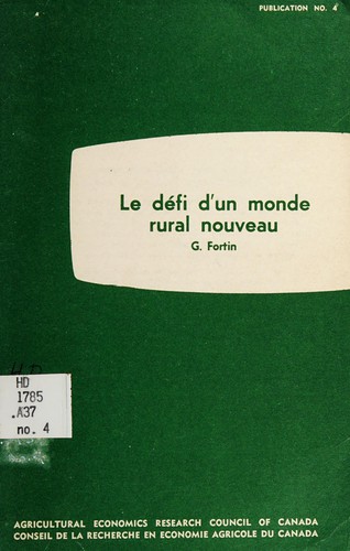 Le defi d'un monde rural nouveau. --