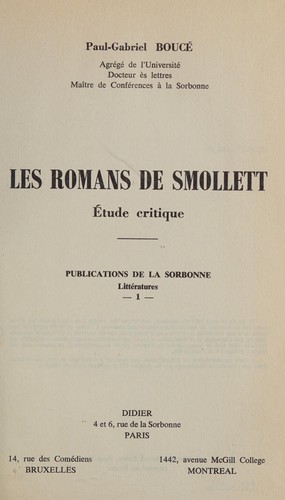 Les Romans de Smollett by Paul-Gabriel Bouce? cover