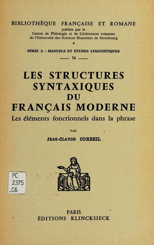 Les structures syntaxiques du français modernes by Jean-Claude Corbeil cover