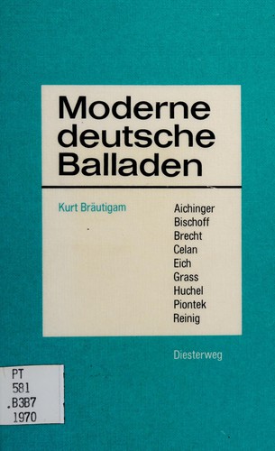 Moderne deutsche Balladen ("Erzahlgedichte") by Kurt Bräutigam cover