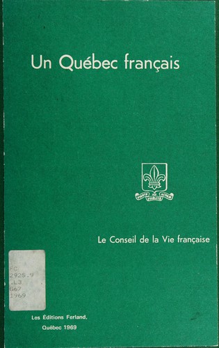 Un Québec français by Paul-Émile Gosselin cover
