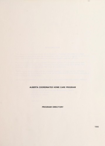 Alberta Coordinated Home Care Program, program directory