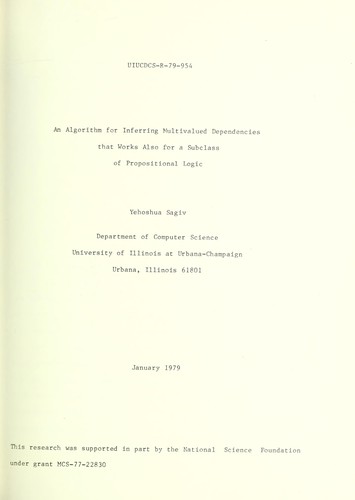 An algorithm for inferring multivalued dependencies that works also for a subclass of propositional logic