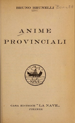 Anime provinciali by Brunelli, Bruno cover