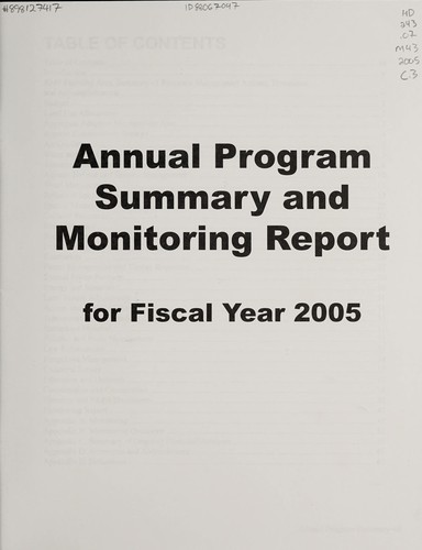 Annual program summary and monitoring report for fiscal year 2005