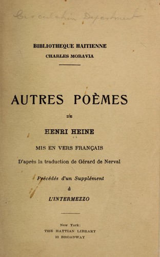 Autres poèmes de Henri Heine mis en vers français d'après la traduction de Gérard de Nerval by Heinrich Heine cover