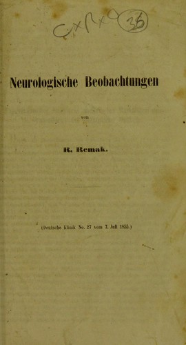 Neurologische Beobachtungen by Robert Remak cover