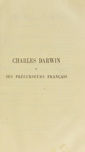 Darwin et ses précurseurs français by Armand de Quatrefages de Bréau cover