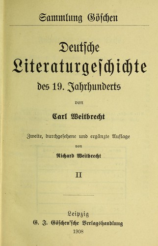 Deutsche Literaturgeschichte des 19.Jahrhunderts by Weitbrecht Karl cover