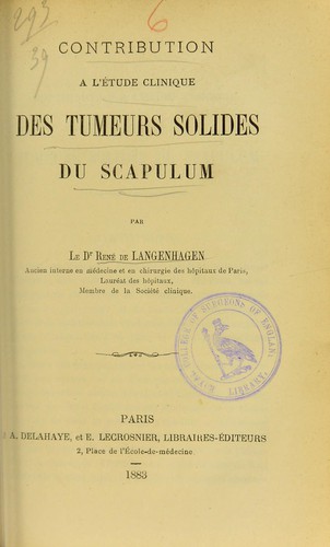 Contribution à l'étude clinique des tumeurs solides du scapulum