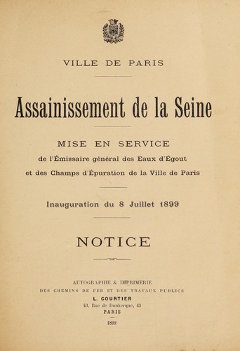 Assainissement de la Seine by Paris (France) cover
