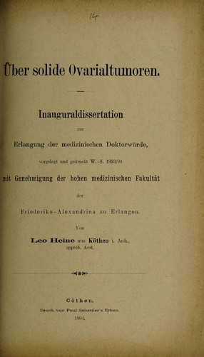 Über solide Ovarialtumoren ...