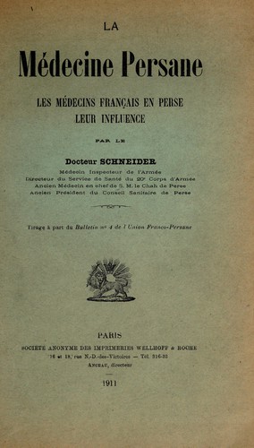 La médecine Persane by Schneider cover