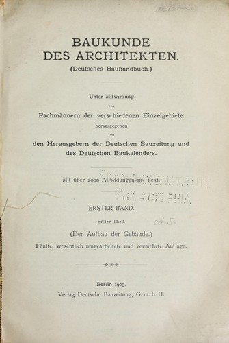 Baukunde des Architekten (Deutsches Bauhandbuch) by  cover